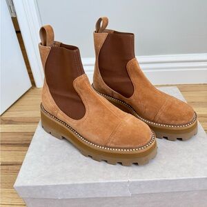 Jimmy choo tan Clayton boots size 35 new with box and dustbag